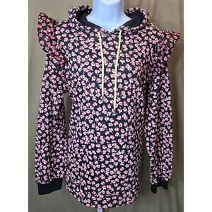 Sandy Liang x Target Ditsy Floral Hooded Sweatshirt Pink Ruffles Women’s L – New